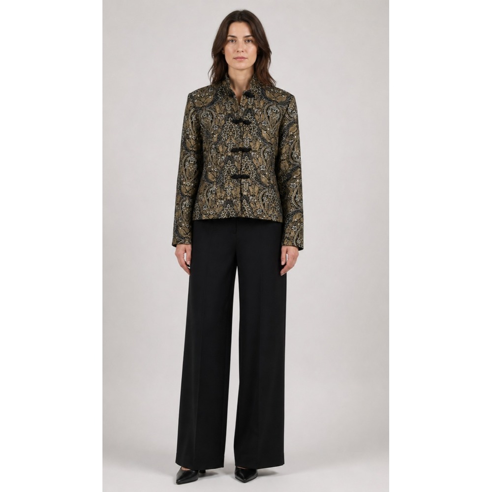 Vintage Dressbarn Asian Inspired Jacket Small Gold‎ Black Forest Fairy